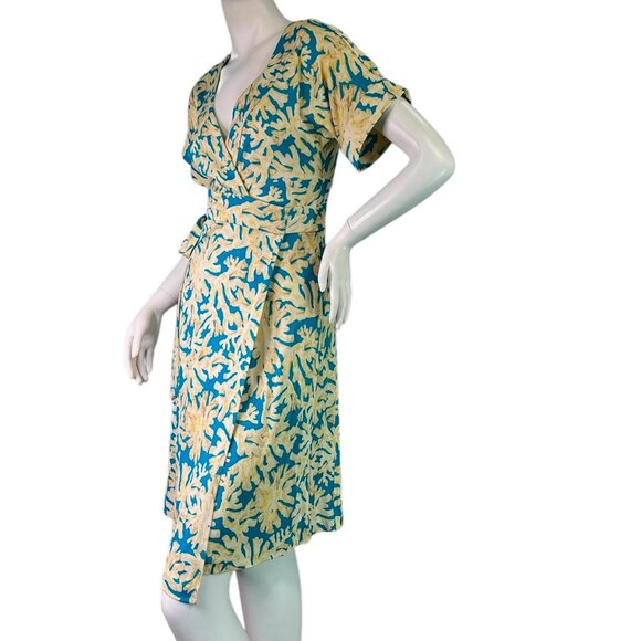 Diane Von Furstenberg TOBY Silk Jersey Wrap Dress Turquoise Barrier Reef Size 4 - Picture 4 of 8
